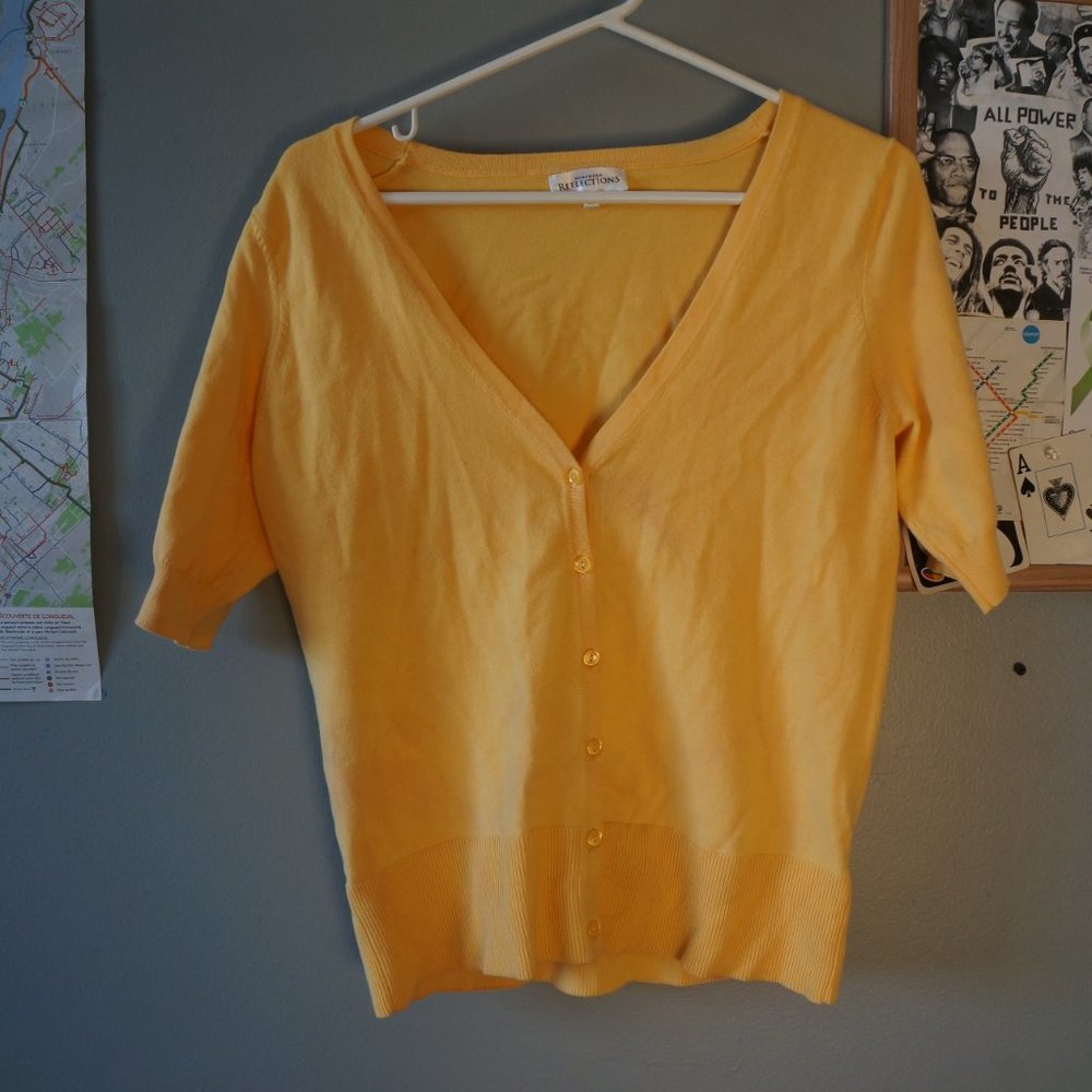 cute fitted yellow cardigan